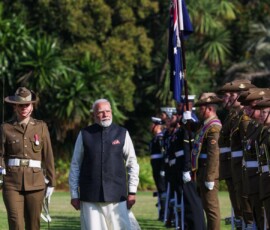 Prime Minister Narendra Modi received a ceremonial welcome at Government House, Victoria, in the presence of Prime Minister Anthony Albanese and Governor of Victoria, Professor Margaret Gardner AC