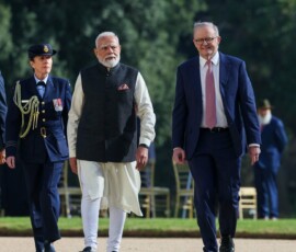 Prime Minister Narendra Modi received a ceremonial welcome at Government House, Victoria, in the presence of Prime Minister Anthony Albanese and Governor of Victoria, Professor Margaret Gardner AC